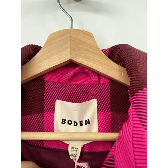 Boden 4P Cheltenham Trench Coat Pink Peony, Chestnut Gingham - Picture 5 of 11